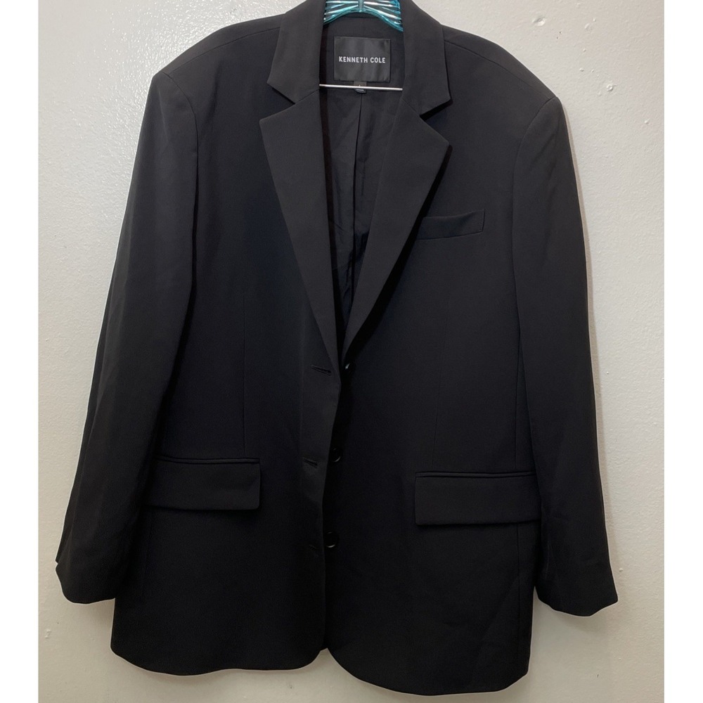 Kenneth Cole Luxury Mainline Comfort Stretch Black Blazer Suit Jacket Business L